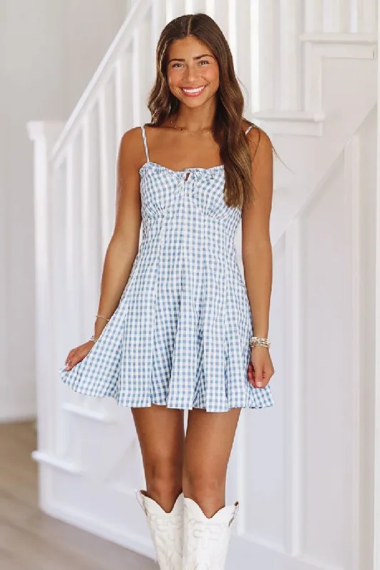 What it Seems Like Mini Dress - Blue and Ivory Comfortable Casual Mini Dress