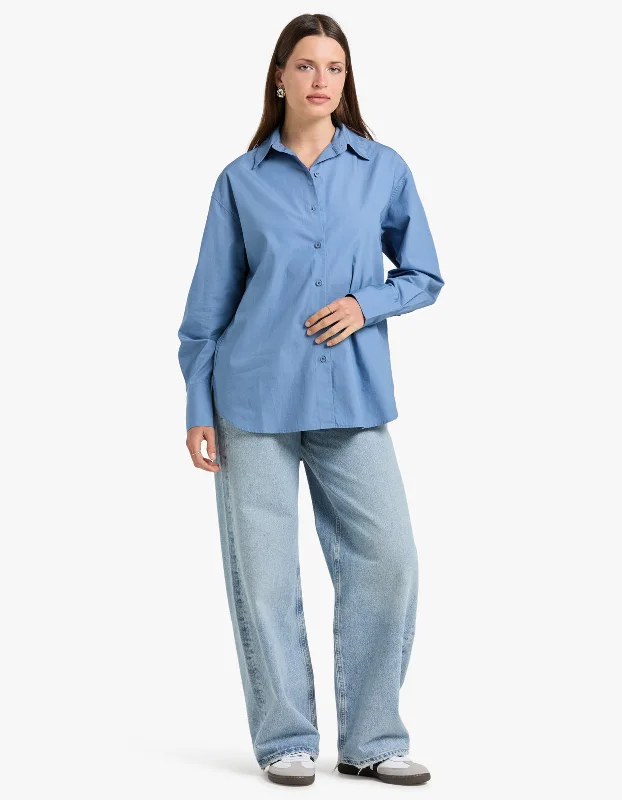 Everday Poplin Shirt - Infinity Relaxed Cotton Short Blouse