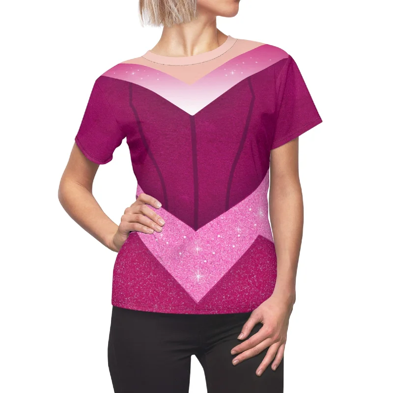 Aurora Pink Women's Shirt, Sleeping Beauty Costume Trendy Short Sleeve Blouse