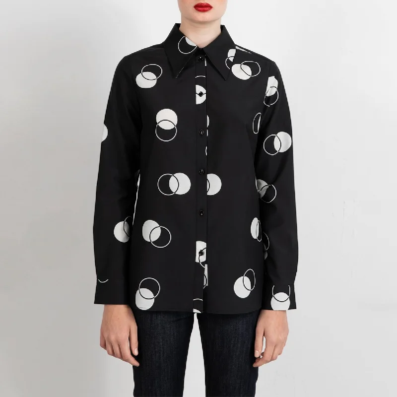 Essential Cotton Silk Shirt With Dot Print Elegant Button-Down Short Shirt