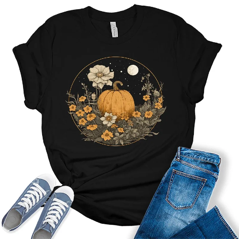 Pumpkin Cottagecore T-Shirt Womens Graphic Tees Vintage Flower Fall Shirts Girls Vintage Halloween Thanksgiving Tops Ribbed T-Shirt High Neck Heavyweight Pumpkin Cottagecore T-Shirt Womens Graphic Tees Vintage Flower Fall Shirts Girls Vintage Halloween Thanksgiving Tops Ribbed T-Shirt High Neck Heavyweight