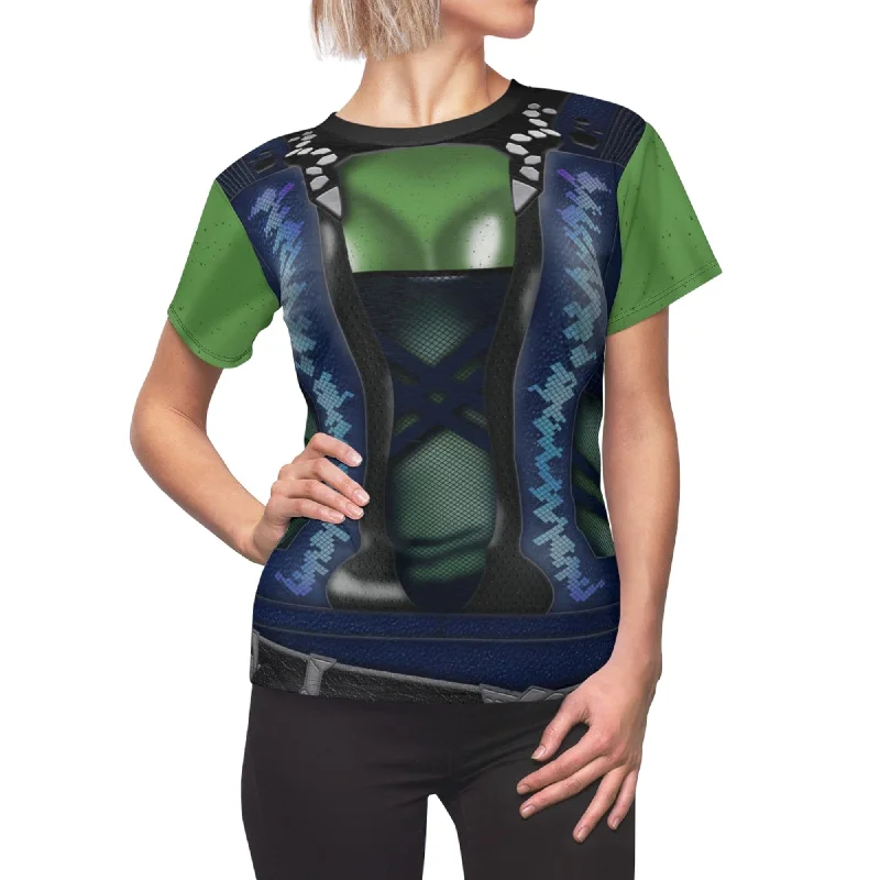 Gamora Blue and Black Women Shirt, Guardians of the Galaxy Costume Cozy Summer Short Shirt