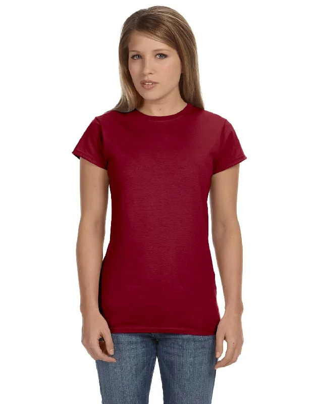 Gildan Ladies SoftStyle T-Shirt | Antiq Cherry Red Mesh Canvas Denim