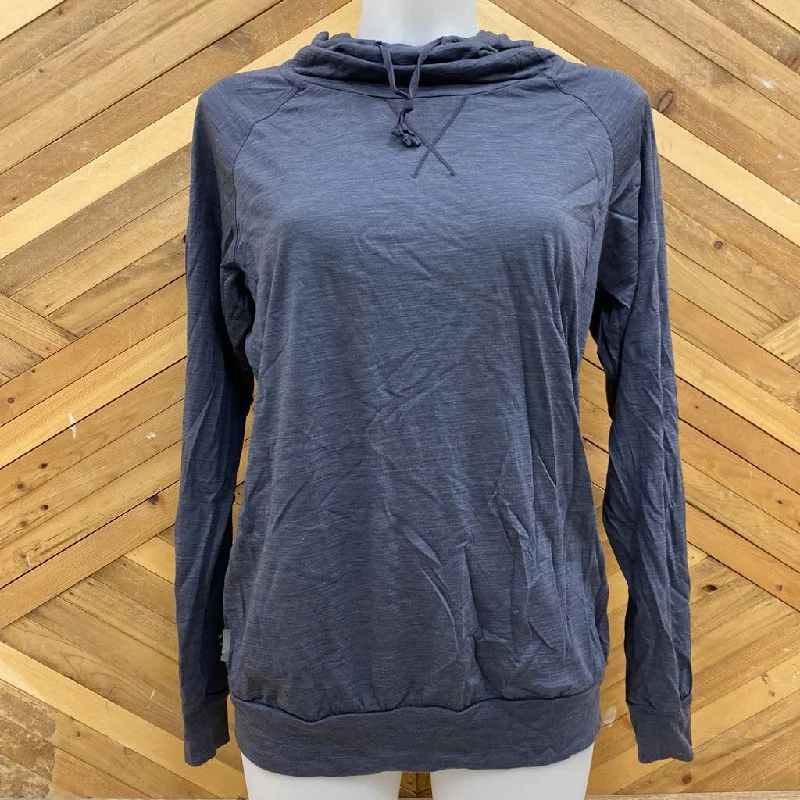 icebreaker - Women's Cool-Lite Hooded Merino L/S Shirt - MSPR comp $130: Purple / Grey-women-MD Trendy Print Short Sleeve