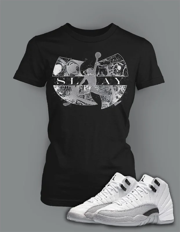 Ladies Bella T Shirt To Match Retro Air Jordan 12 Wolf Grey Shoe Modern Casual Short Sleeve