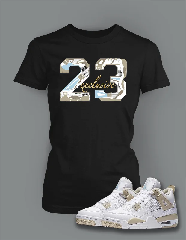 Ladies Bella T Shirt To Match Retro Air Jordan 4 Linen Shoe Casual Boxy Short Shirt