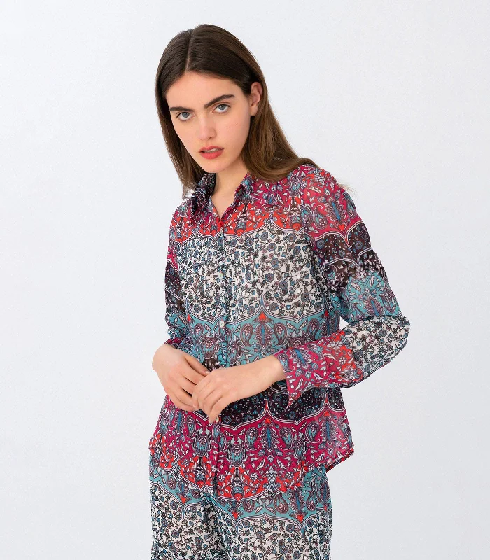 Layla Print Shirt Stylish Round Neck Shirt