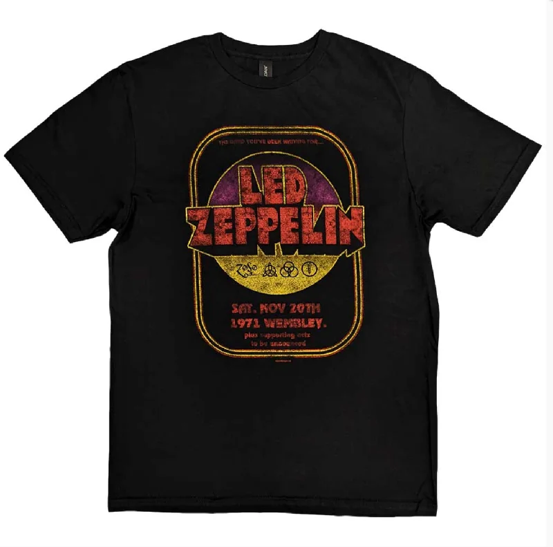Led Zeppelin | Official Band T-shirt | 1971 Wembley Ribbed T-Shirt High Neck Heavyweight Led Zeppelin | Official Band T-shirt | 1971 Wembley Ribbed T-Shirt High Neck Heavyweight