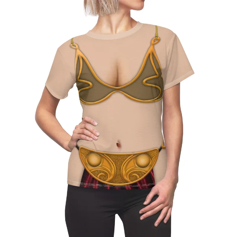 Leia Slave Women's Shirt, Star Wars Costume Cozy Plain Short Sleeve