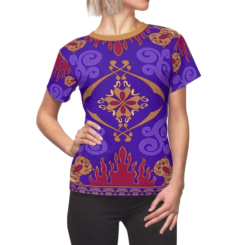 Magic Carpet Women's Shirt, Aladdin Costume Casual Button-Down Short Shirt