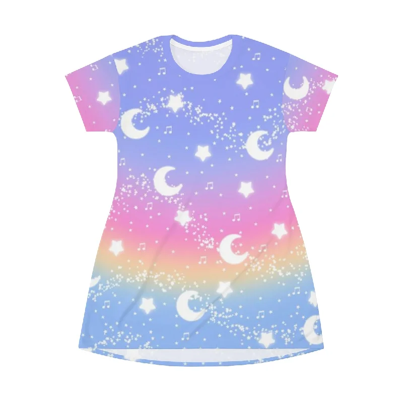 Magical Fairy Time (Rainbow Sunset) All Over Print T-Shirt Mini Dress Solid Color Striped Floral