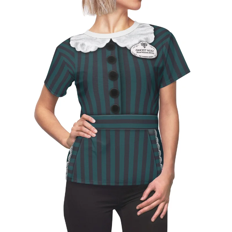 Maid Women's Shirt, Haunted Mansion Costume Fashionable Draped Short Sleeve