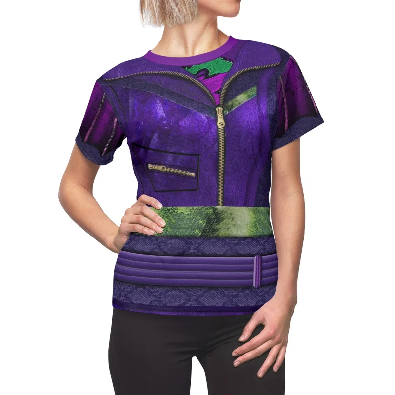 Mal Purple Women's Shirt, Descendants 3 Costume Casual Button-Down Short Shirt