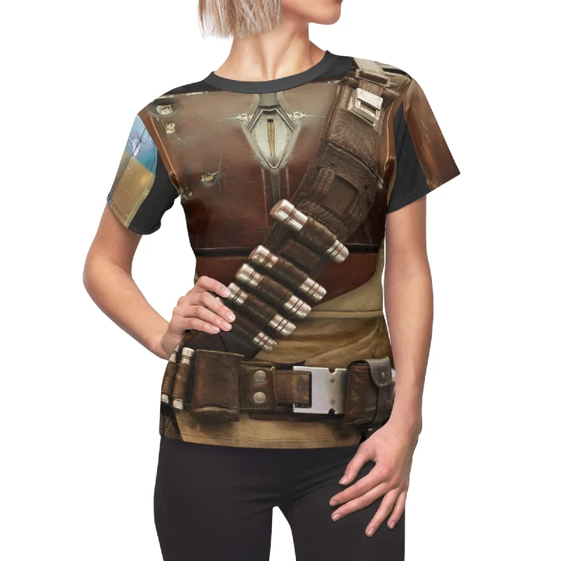 Mandalorian Armor Women Shirt, Mandalorian Costume Fashionable Sheer Short Shirt