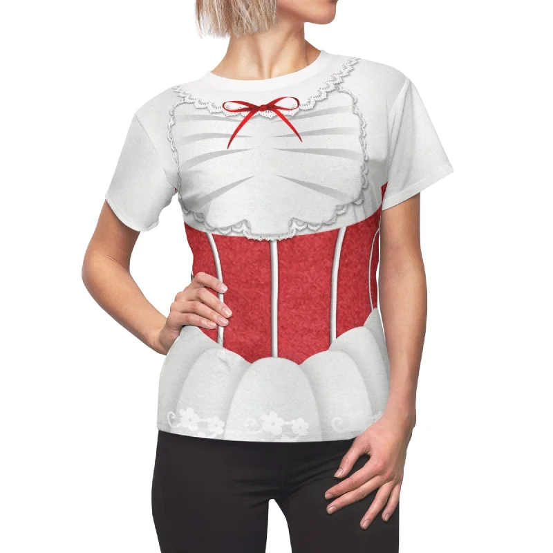 Mary Poppins Women's Shirt, Jolly Holiday Costume Comfortable Stretch Short Shirt