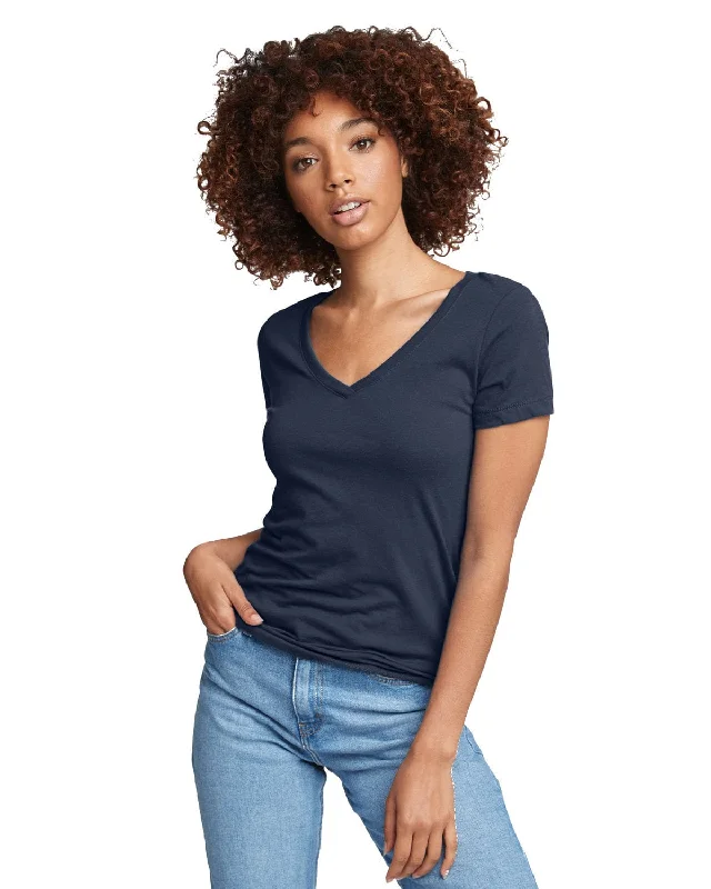 Next Level Ladies Ideal V-Neck Tee | Indigo Zippered Front Buttoned Front Snap Front