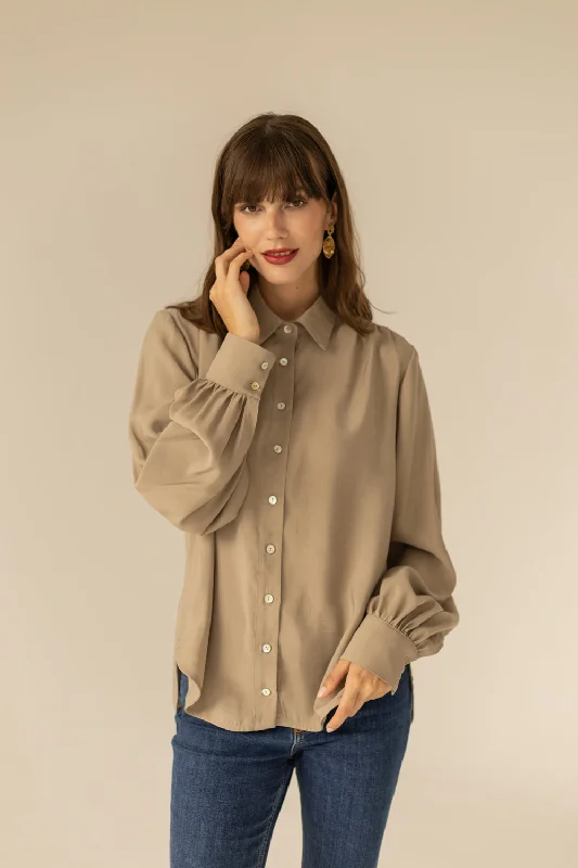 Noel Shirt Beige Modern Fit Short Sleeve