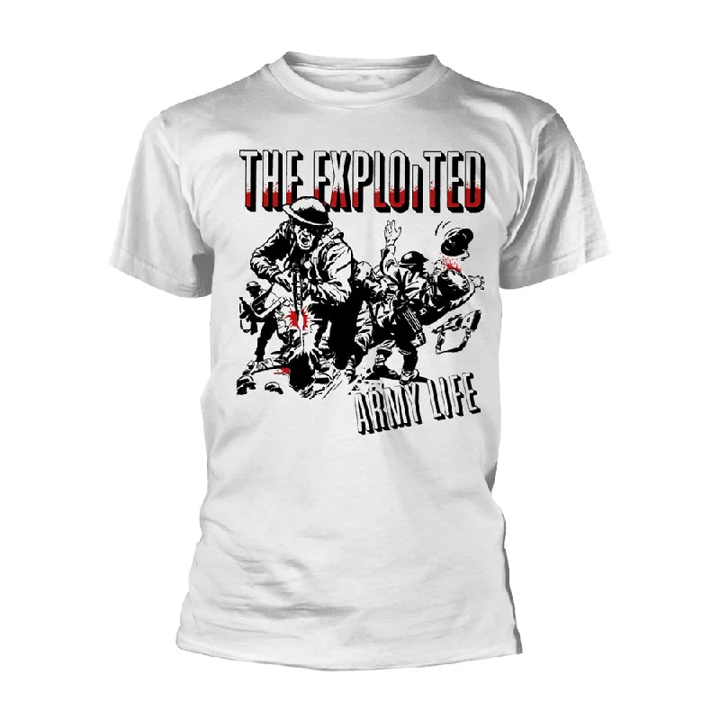 The Exploited Unisex T-shirt: Army Life (White) Plaid T-Shirt Polka Dot Checkered