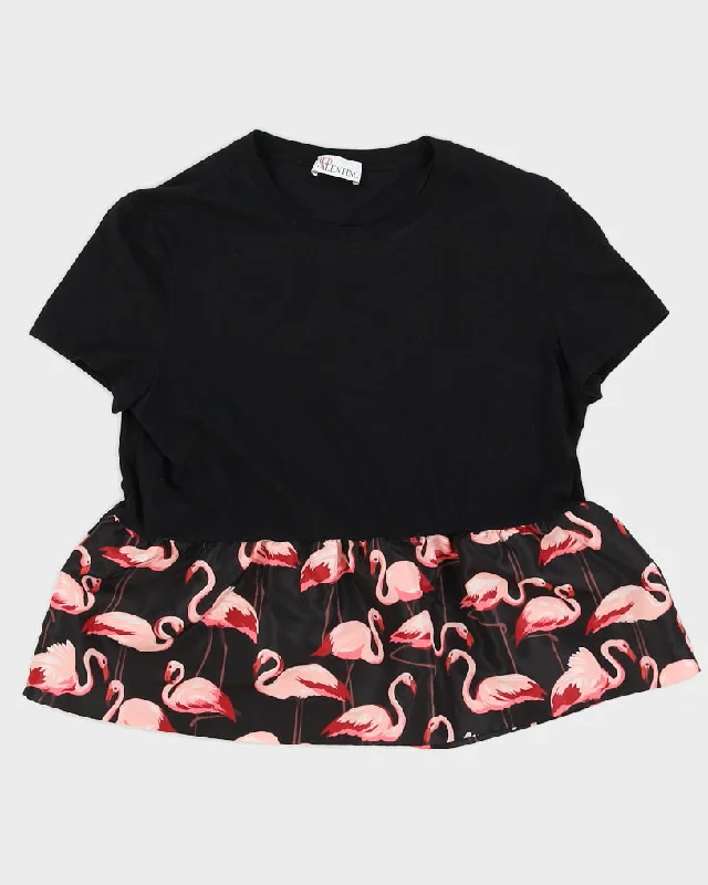 Red By Valentino Flamingo Peplum T-Shirt - M Sequined Glittery Shiny