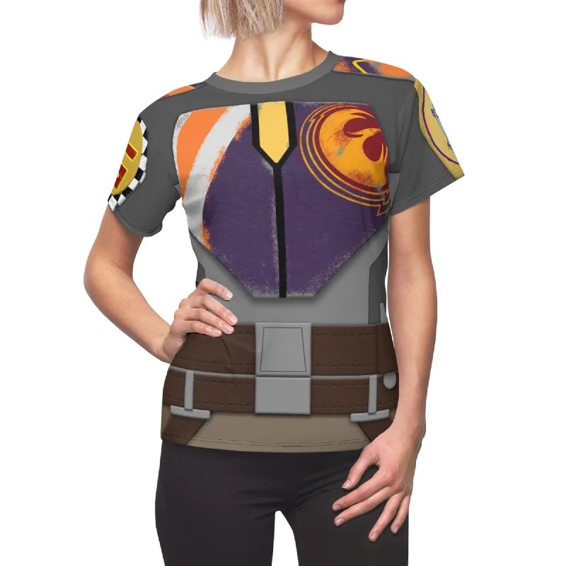 Sabine Wren Women's Shirt, Mandalorian Costume Relaxed Button-Down Short Shirt