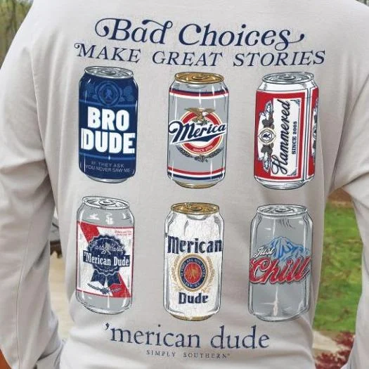 Simply Southern Unisex Fit Bad Choices Long Sleeve Tshirt Trendy Print Short Sleeve