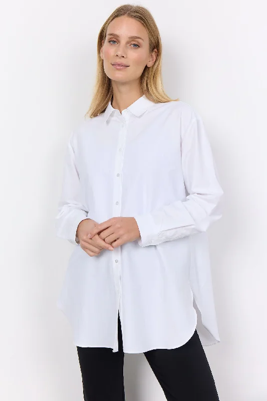 Soya Concept SC-Netti 52 40261-20 White Long Sleeve Shirt Classic Solid Short Shirt