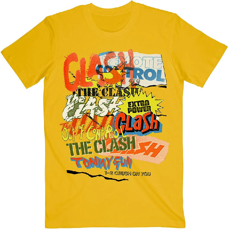 The Clash | Official Band T-Shirt | Singles Collage Text Machine Wash Dry Clean Hand Wash