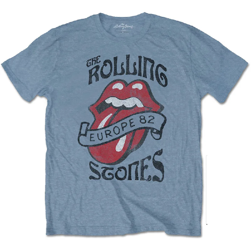 The Rolling Stones | Official Band T-Shirt | Europe '82 Tour Collared Crew Neck Turtle Neck