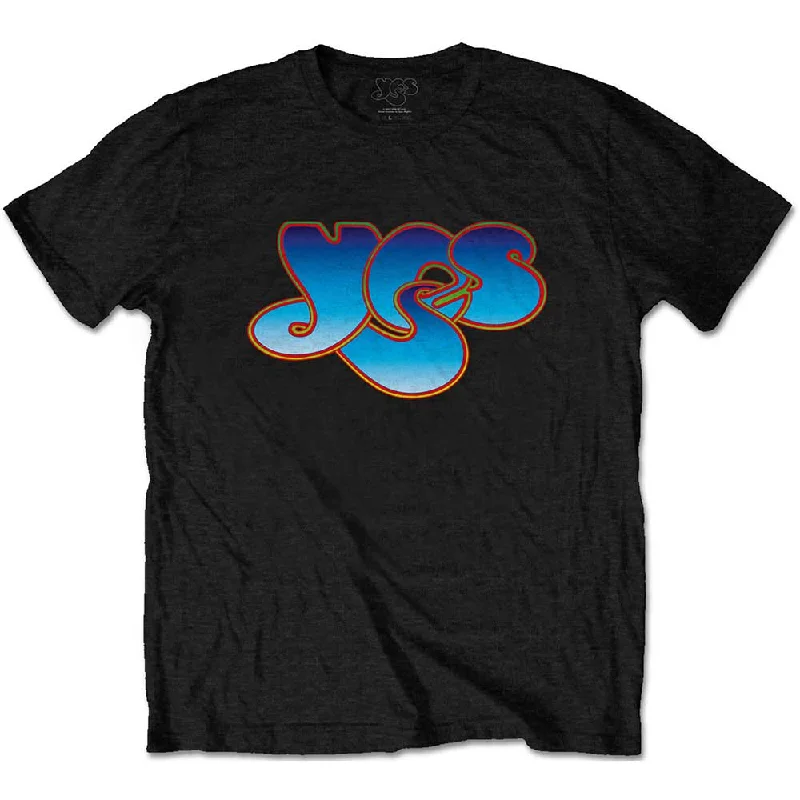 Yes | Official Band T-shirt | Classic Blue Logo Cotton Fabric Linen Fabric Terry Fabric