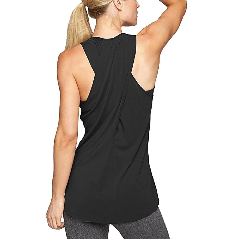 Yoga Shirt Active-Tank-Top Sports-Vest Racerback Gym Fitness Workout Women's Sleeveless Fashionable Rounded Short Shirt