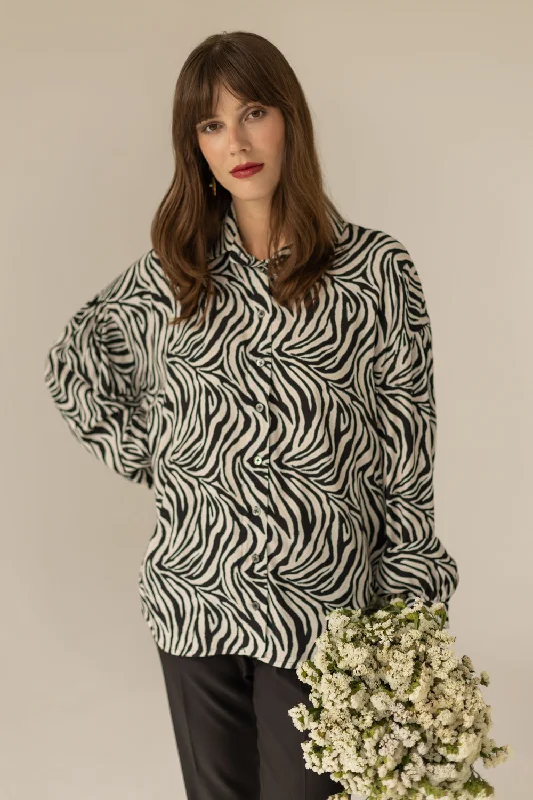 Zebra Geometric Shirt Comfortable Short Sleeve Tunic