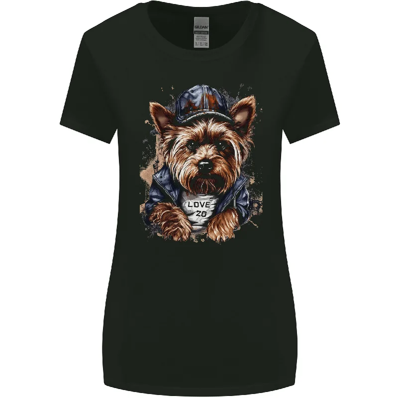 A Streetwise Yorkshire Terrier Yorkie Womens Wider Cut T-Shirt Terry Blend Velvet Blend Canvas Blend