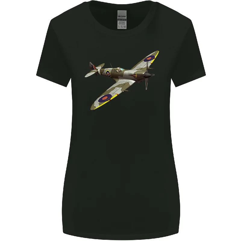 A Supermarine Spitfire Flying Solo Womens Wider Cut T-Shirt Sequined Glittery Shiny