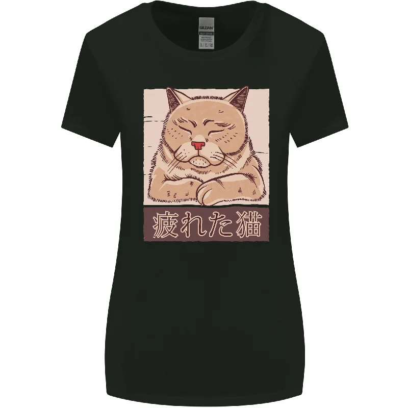 A Tired Cat Womens Wider Cut T-Shirt Mesh Blend Leather Blend Suede Blend