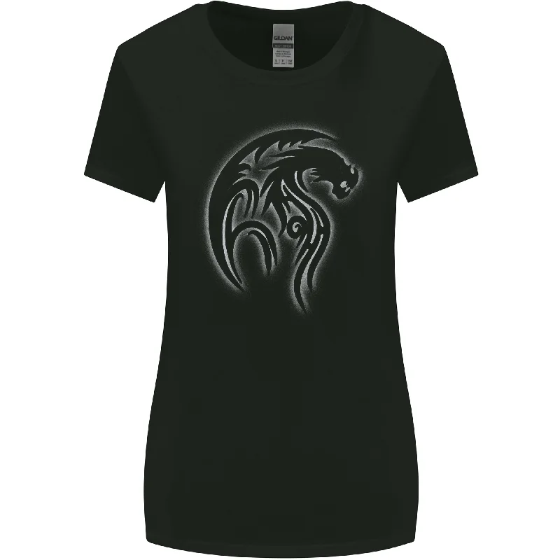 A Tribal Dragon Tattoo Style Womens Wider Cut T-Shirt Modern Contemporary Chic