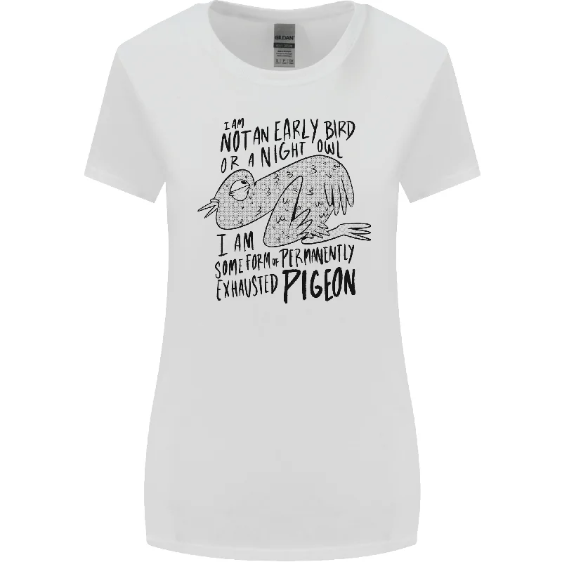 Always Tired Fatigued Exhausted Pigeon Funny Womens Wider Cut T-Shirt Striped Floral Plaid