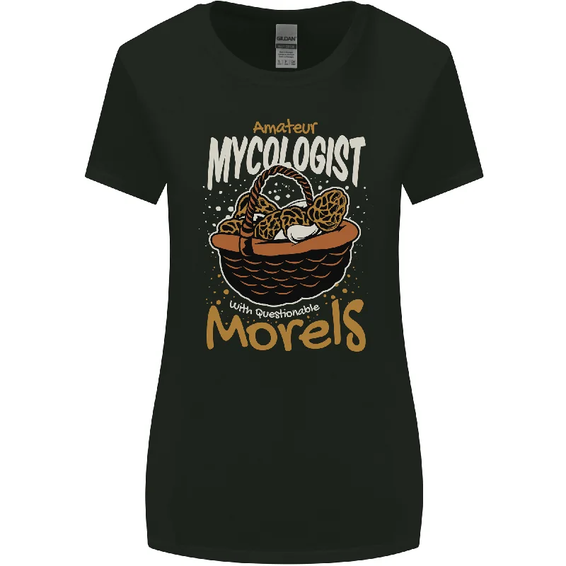 Amateur Mycologist Funny Mushroom Womens Wider Cut T-Shirt Spandex Blend Rayon Blend Denim Blend