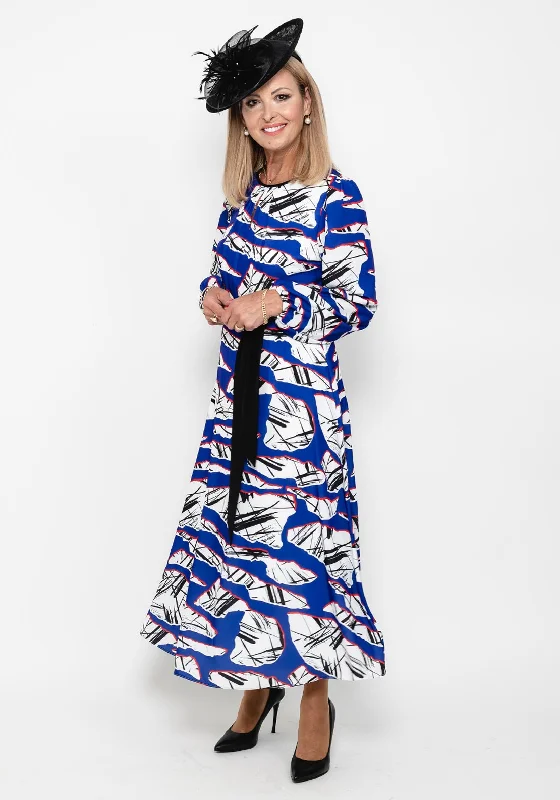 Ella Boo Abstract Print Maxi Dress, Purple Multi Trendy Satin Maxi Dress