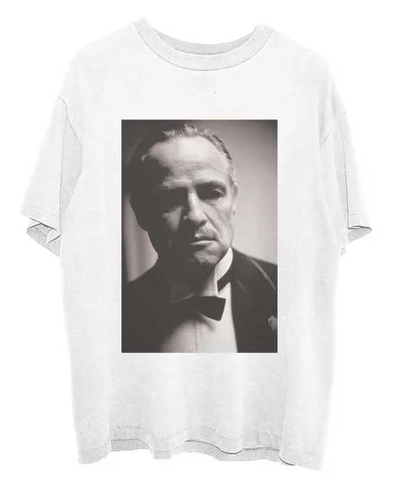 The Godfather | Official Band T-Shirt | Brando B&W (Back Print) V-Neck T-Shirt Long Sleeve Cotton