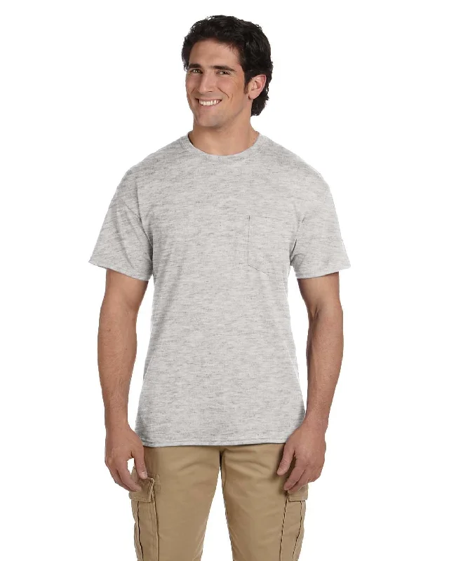 Gildan DryBlend 50/50 Pocket T-Shirt | Ash Grey Mesh Canvas Denim