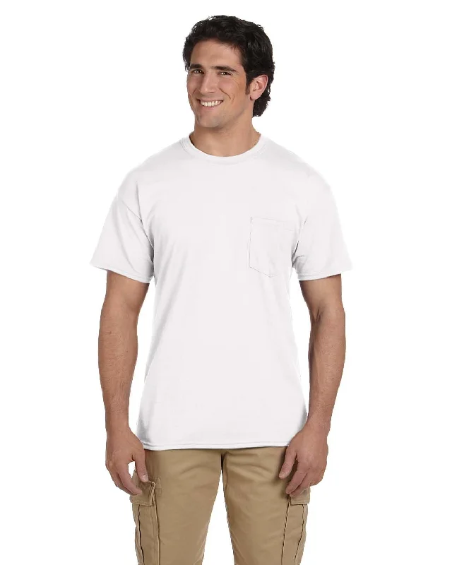 Gildan DryBlend 50/50 Pocket T-Shirt | White Chenille Brocade Lace