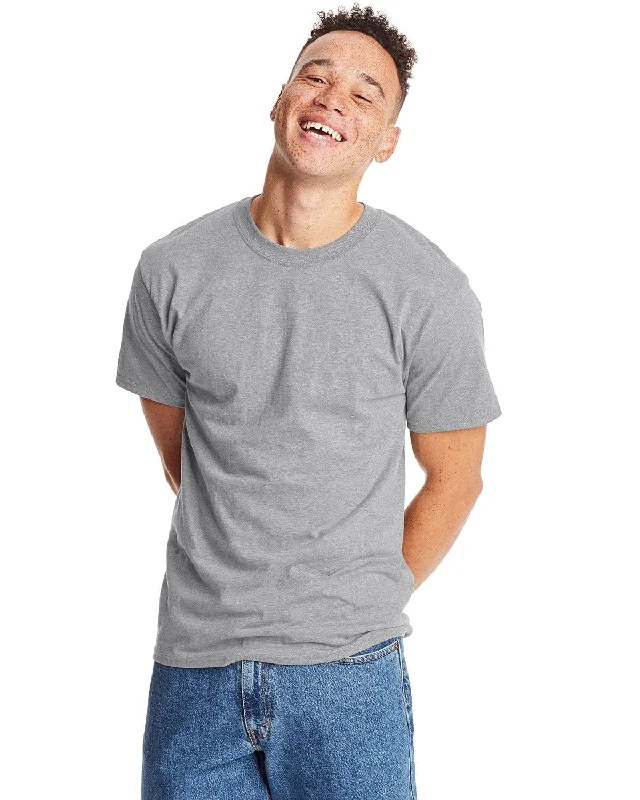 Hanes Beefy-T T-Shirt | Ash V-Neck T-Shirt Long Sleeve Cotton