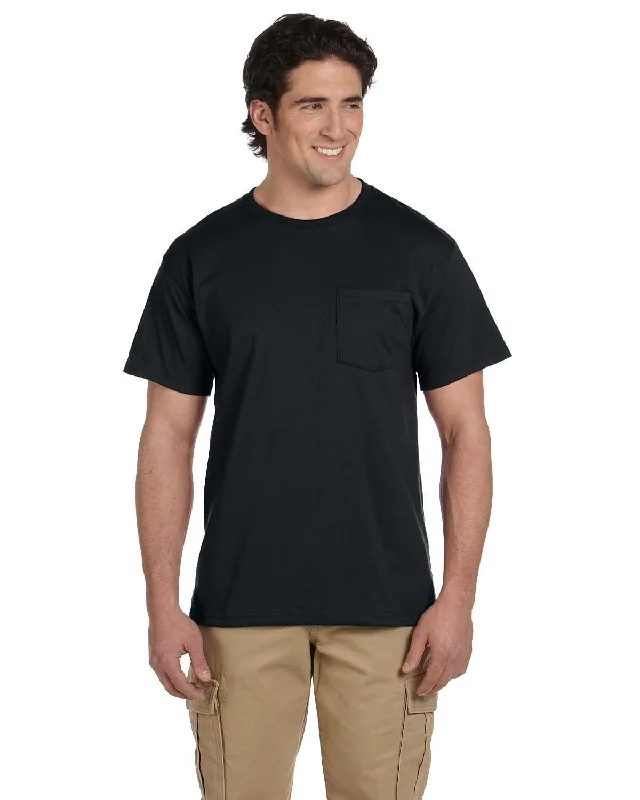 Jerzees 50/50 Pocket T-Shirt | Black Basic T-Shirt Crew Neck Short Sleeve