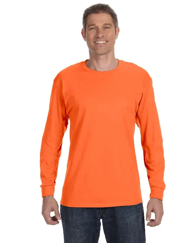 Jerzees DRI-POWER ACTIVE Long Sleeve T-Shirt | Safety Orange Terry Blend Velvet Blend Canvas Blend