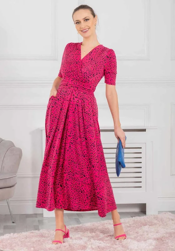 Jolie Moi Josie Animal Print Maxi Dress, Cerise Cozy Knit Maxi Dress