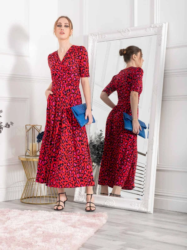 Jolie Moi Oakley Animal Print Wrap Maxi Dress, Red Animal Classic Strapless Maxi Dress Jolie Moi Oakley Animal Print Wrap Maxi Dress, Red Animal Classic Strapless Maxi Dress