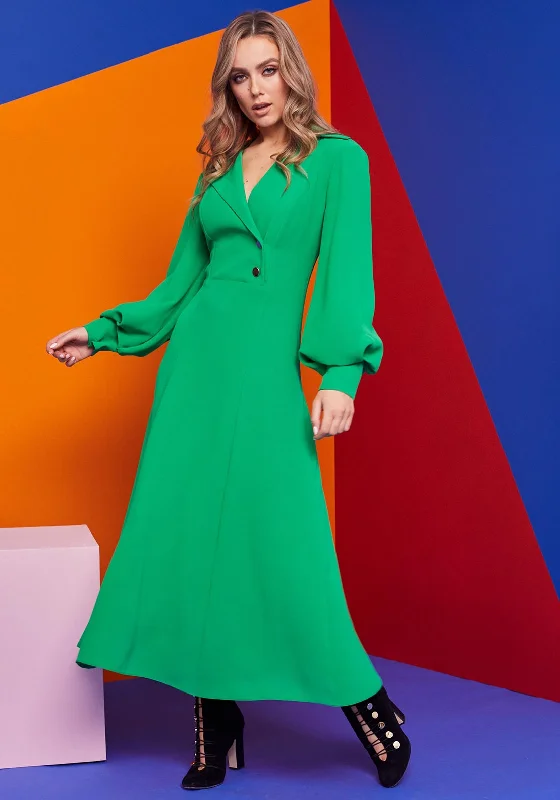 Kate Cooper Balloon Sleeve Maxi Dress, Emerald Green Cozy Spaghetti Strap Maxi Dress Kate Cooper Balloon Sleeve Maxi Dress, Emerald Green Cozy Spaghetti Strap Maxi Dress