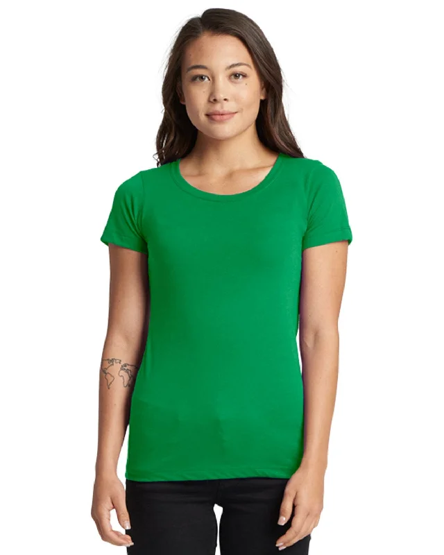 Next Level Ladies Ideal Short Sleeve Crew Tee | Kelly Green Front Pockets Side Pockets Patch Pockets