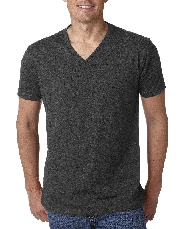 Next Level Mens Premium CVC V-Neck Tee | Charcoal Front Pockets Side Pockets Patch Pockets