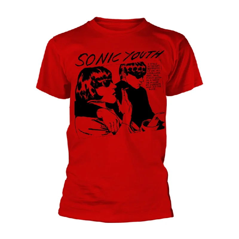 Sonic Youth Unisex T-shirt: Goo Album Cover (Red) Ribbed T-Shirt High Neck Heavyweight